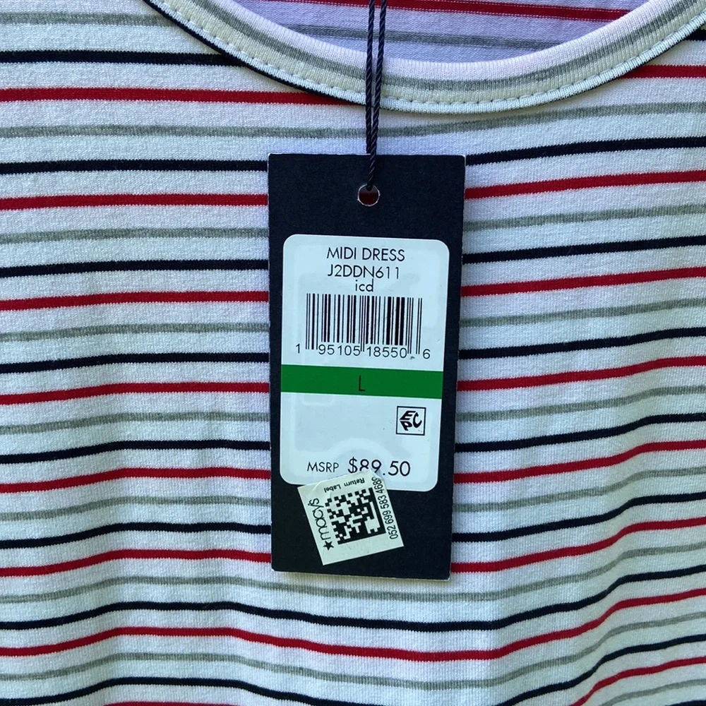 NWT Tommy Hilfiger Striped Tiered Midi Dress Women's Size L - Picture 6 of 9